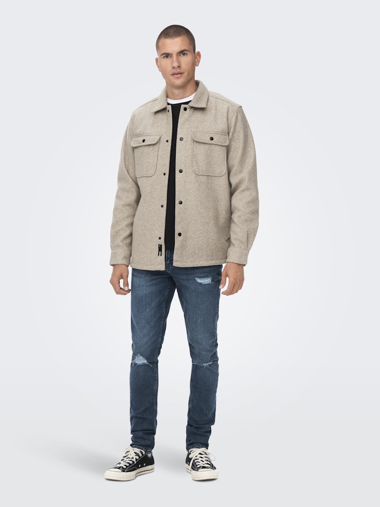 Only & Sons Herren Hemden lang Chinchilla
