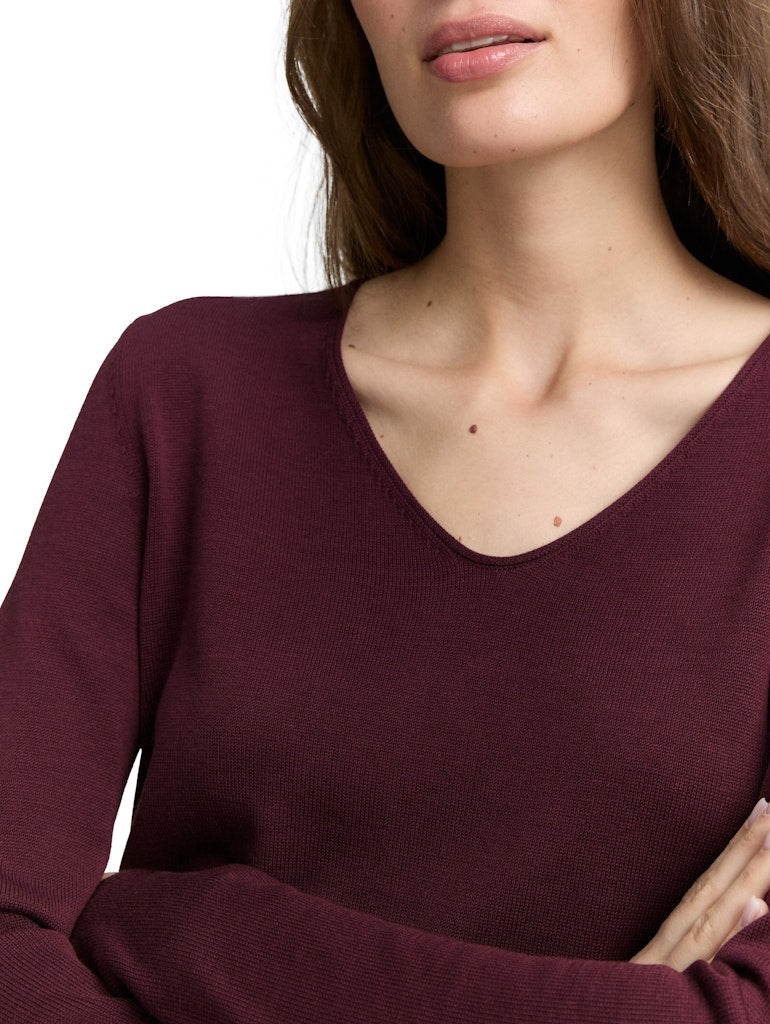 Tom Tailor Damen Pullover Bordeaux Red