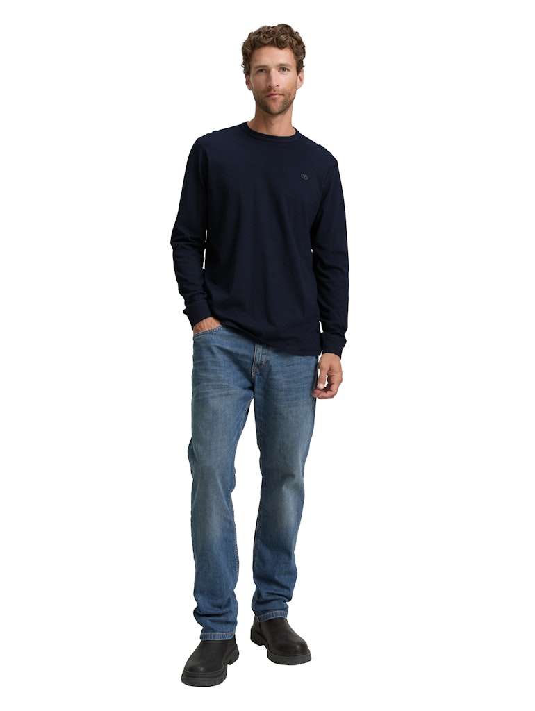 Tom Tailor Herren T-Shirts lang Sky Captain Blu