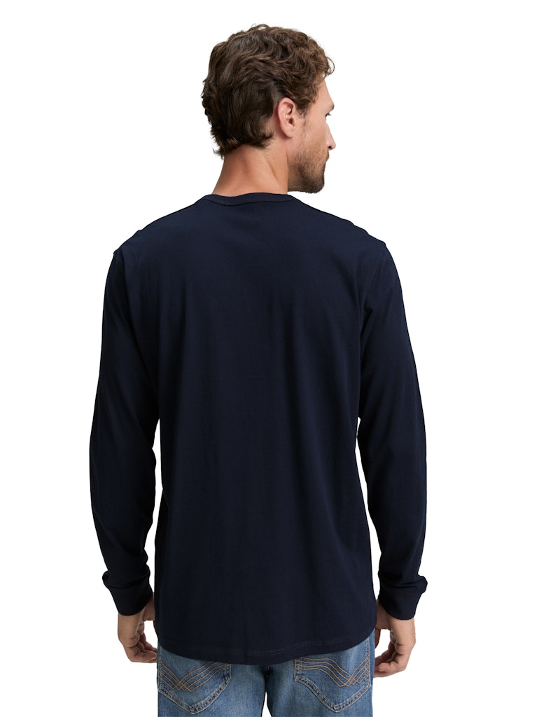 Tom Tailor Herren T-Shirts lang Sky Captain Blu