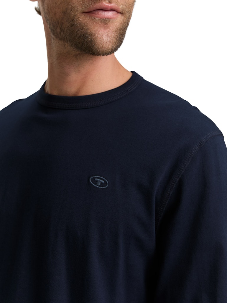 Tom Tailor Herren T-Shirts lang Sky Captain Blu