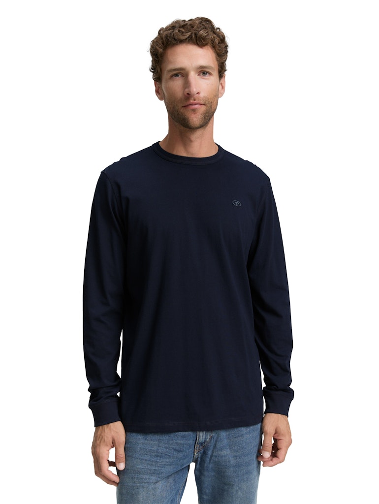 Tom Tailor Herren T-Shirts lang Sky Captain Blu