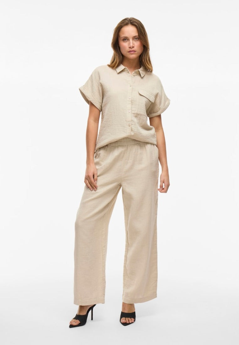 Vila Damen Hosen Feather Gray