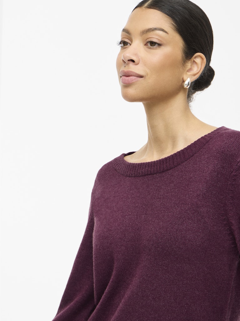 Vila Damen Pullover Fig/Dark Melang