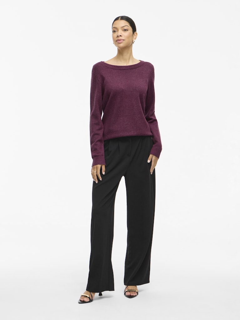 Vila Damen Pullover Fig/Dark Melang