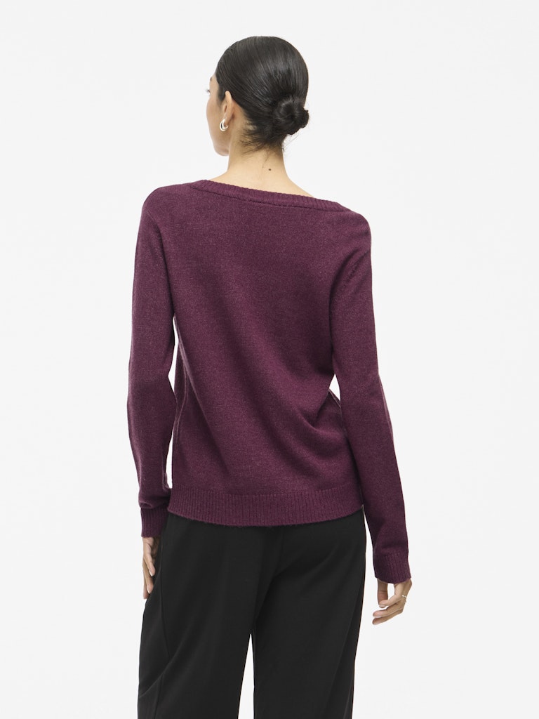 Vila Damen Pullover Fig/Dark Melang