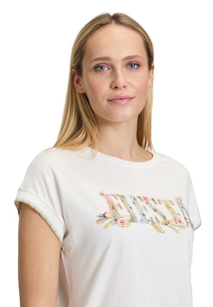 Cartoon Damen T-Shirts Patch Cream/Lig