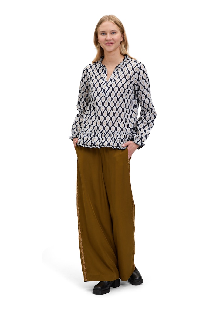 Cartoon Damen Blusen Blue/Nature