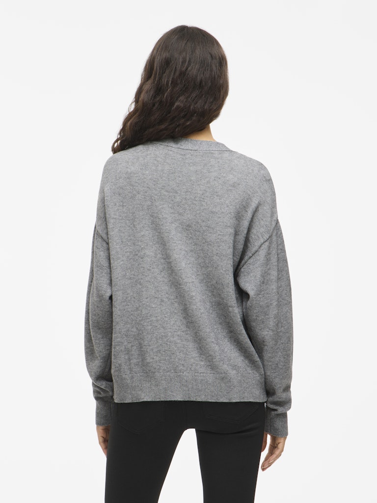 Vila Damen Strickjacken Medium Grey Mel