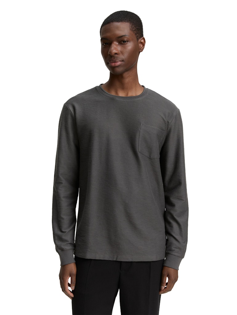 Tom Tailor denim Herren T-Shirts lang Ash Grey