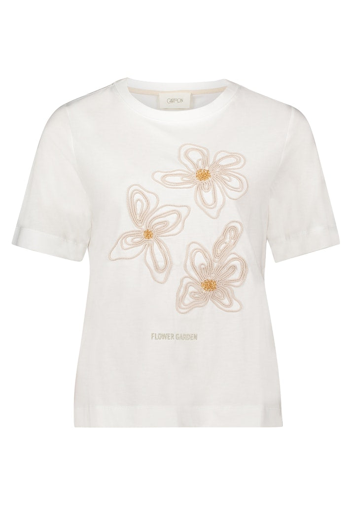 Cartoon Damen T-Shirts Patch Cream/Bei