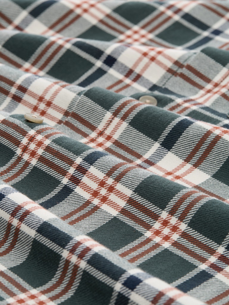 Tom Tailor denim Herren Hemden lang Dark Green Whit