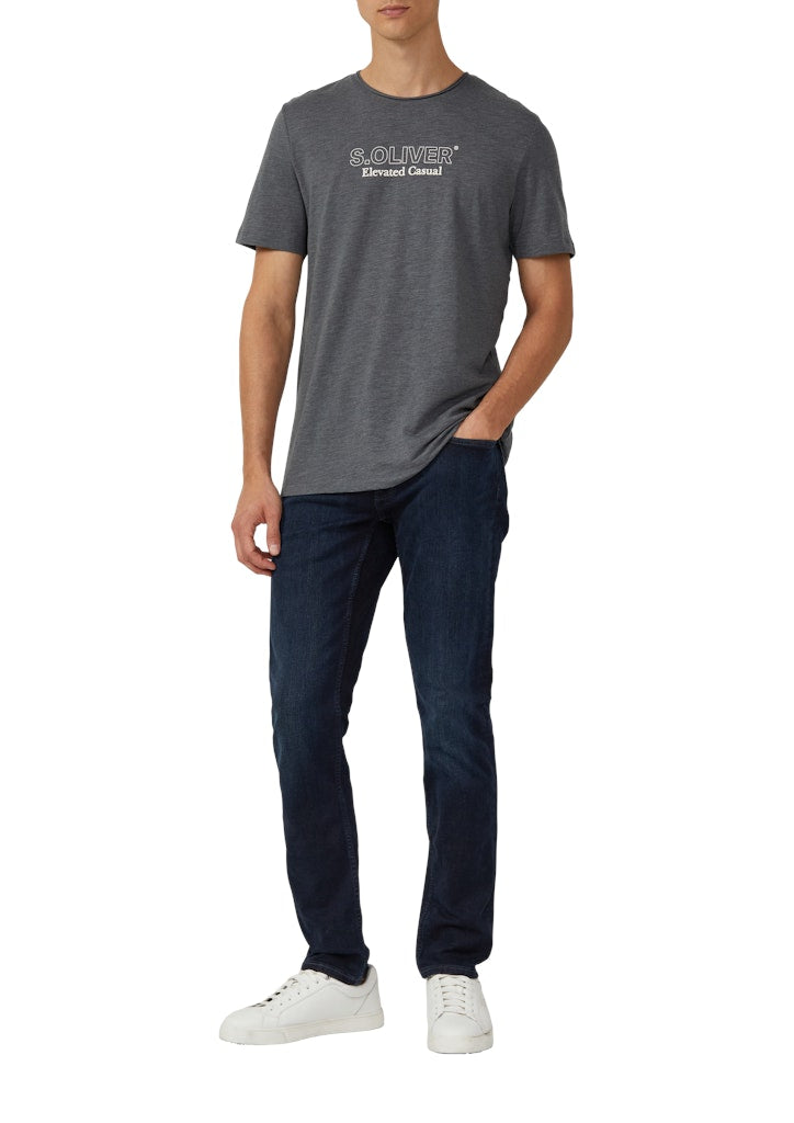 S. Oliver red Herren T-Shirts kurz Grey/Black