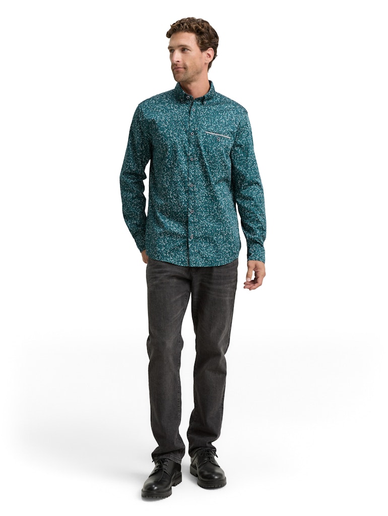 Tom Tailor Herren Hemden lang Green Irregular