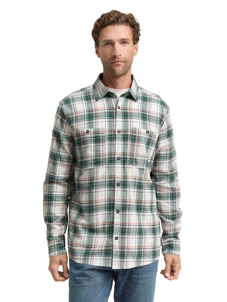 Tom Tailor Herren Hemden lang Off White Multi