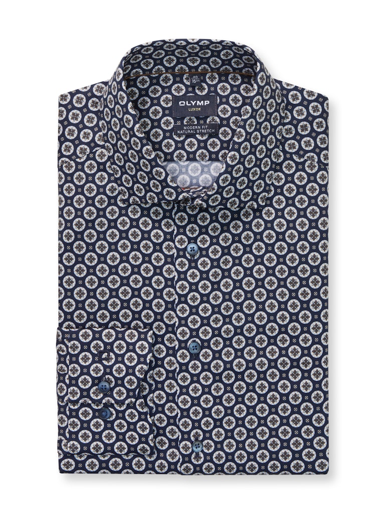 Olymp Herren Hemden lang  Marine