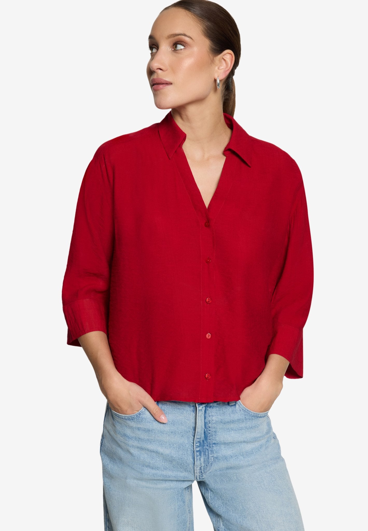 Zero Damen Blusen kurz Candy Red