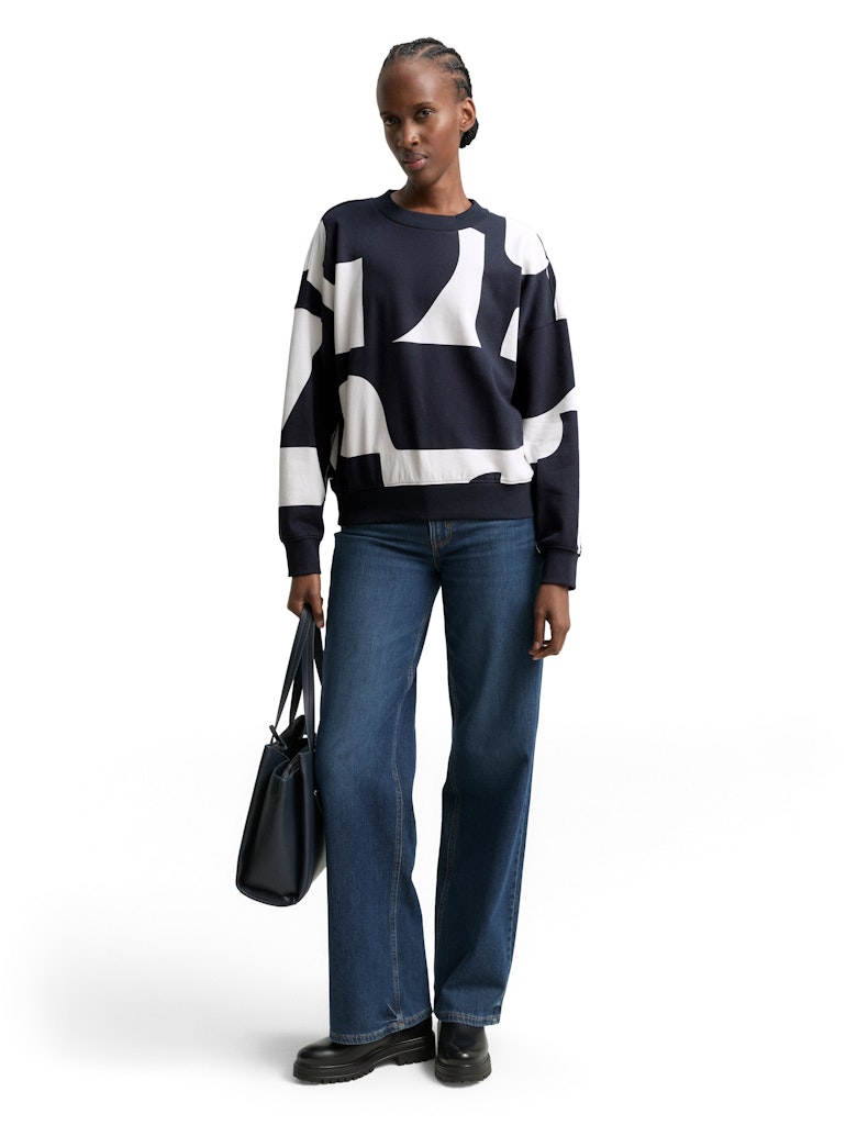 Tom Tailor denim Damen Sweatshirts Navy White Big