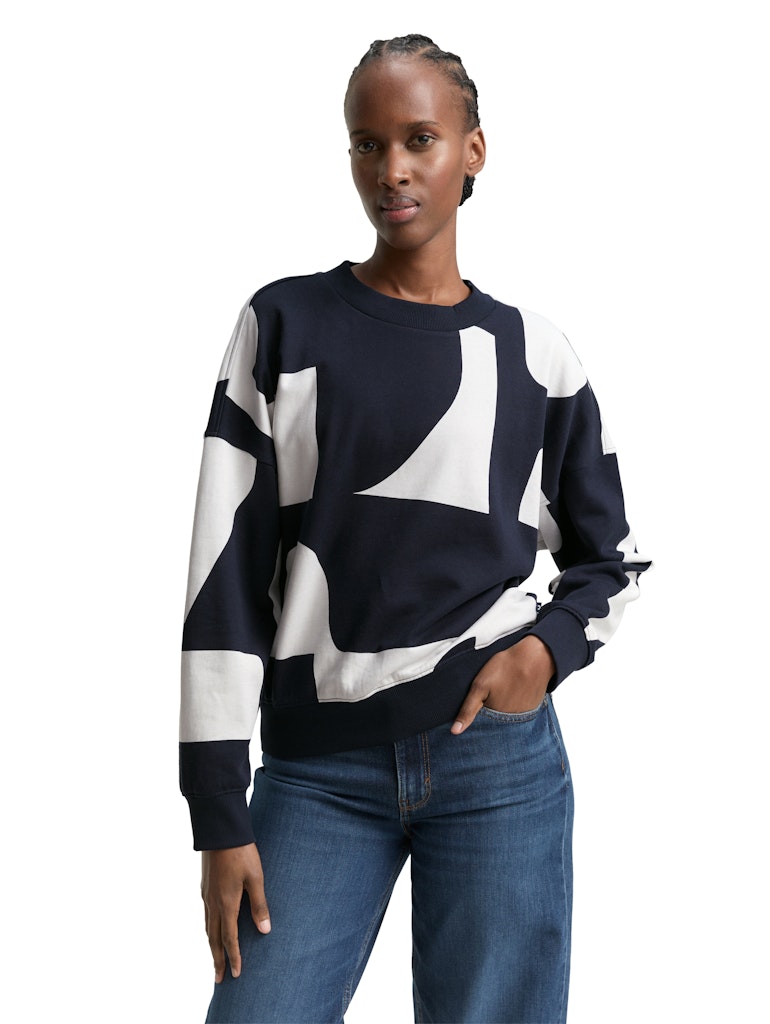 Tom Tailor denim Damen Sweatshirts Navy White Big