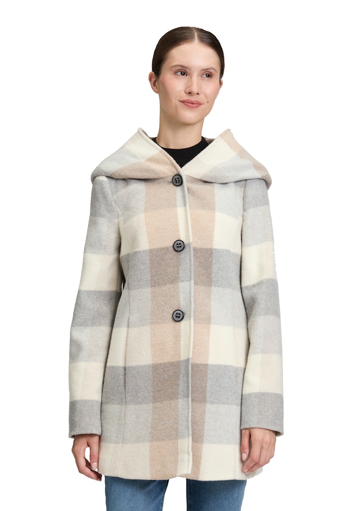 Amber & June Damen Mantel  Cream/Silv