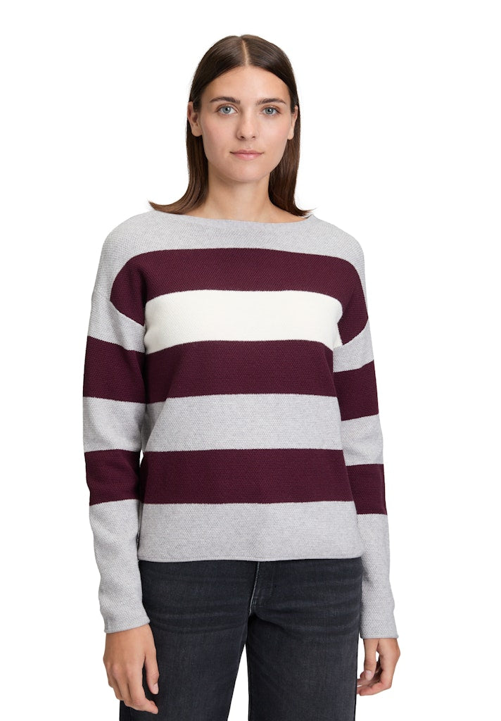 Betty & Co Damen Pullover Grey/Dark Red