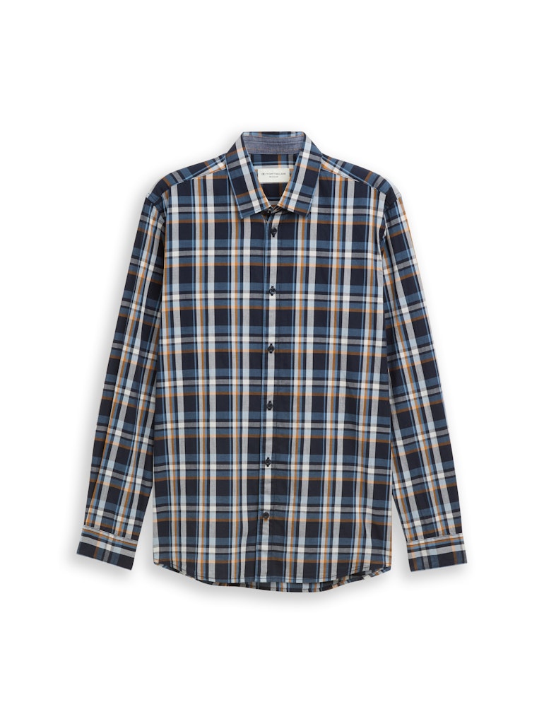 Tom Tailor Herren Hemden lang Navy Multicolor