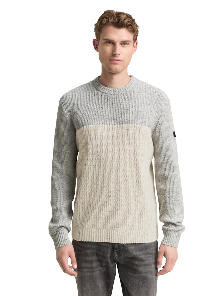 Tom Tailor Herren Pullover Grey Offwhite N