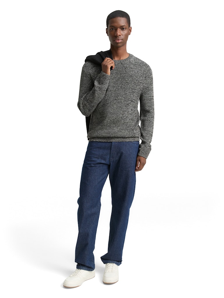 Tom Tailor denim Herren Pullover Black White Mou