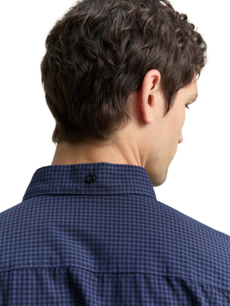 Tom Tailor Herren Hemden lang Blue Vichy Chec