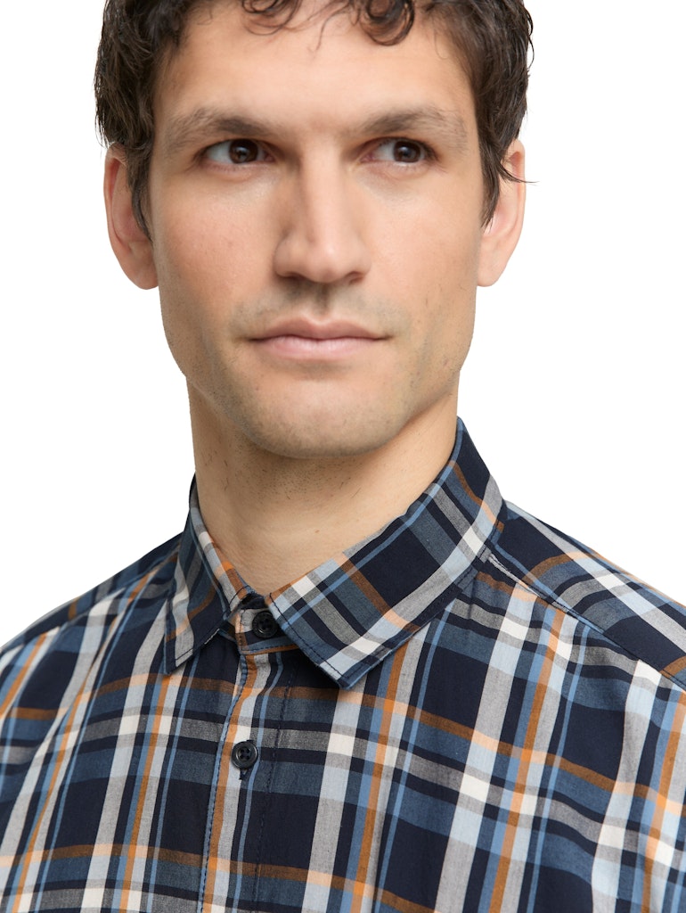 Tom Tailor Herren Hemden lang Navy Multicolor