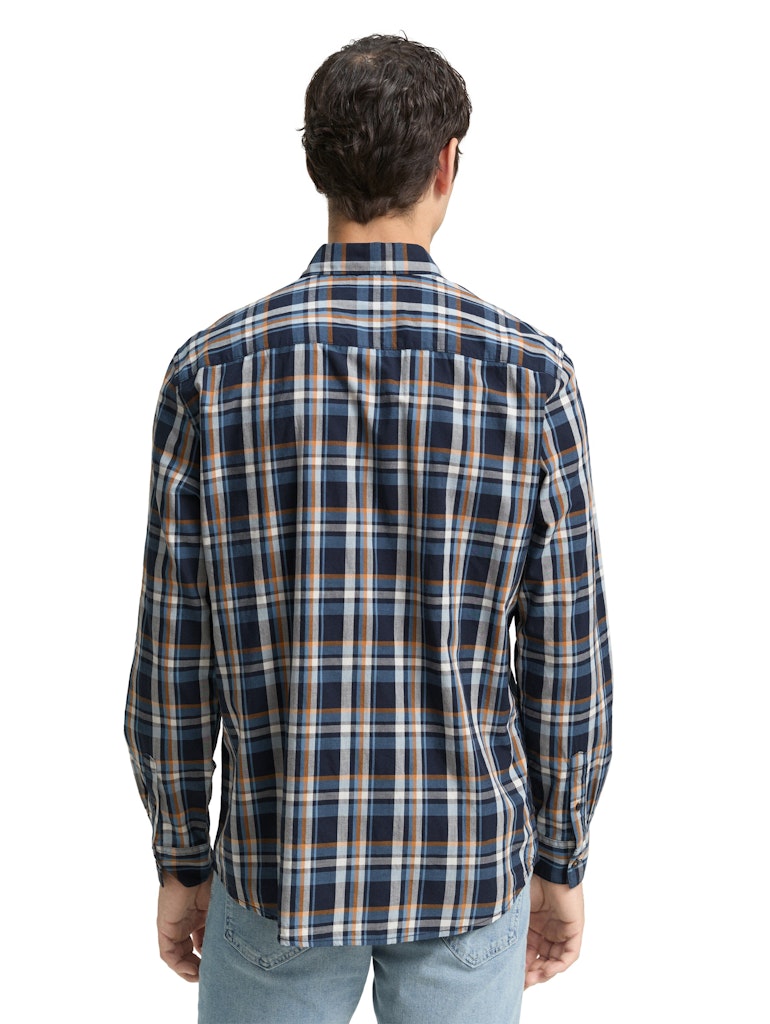 Tom Tailor Herren Hemden lang Navy Multicolor