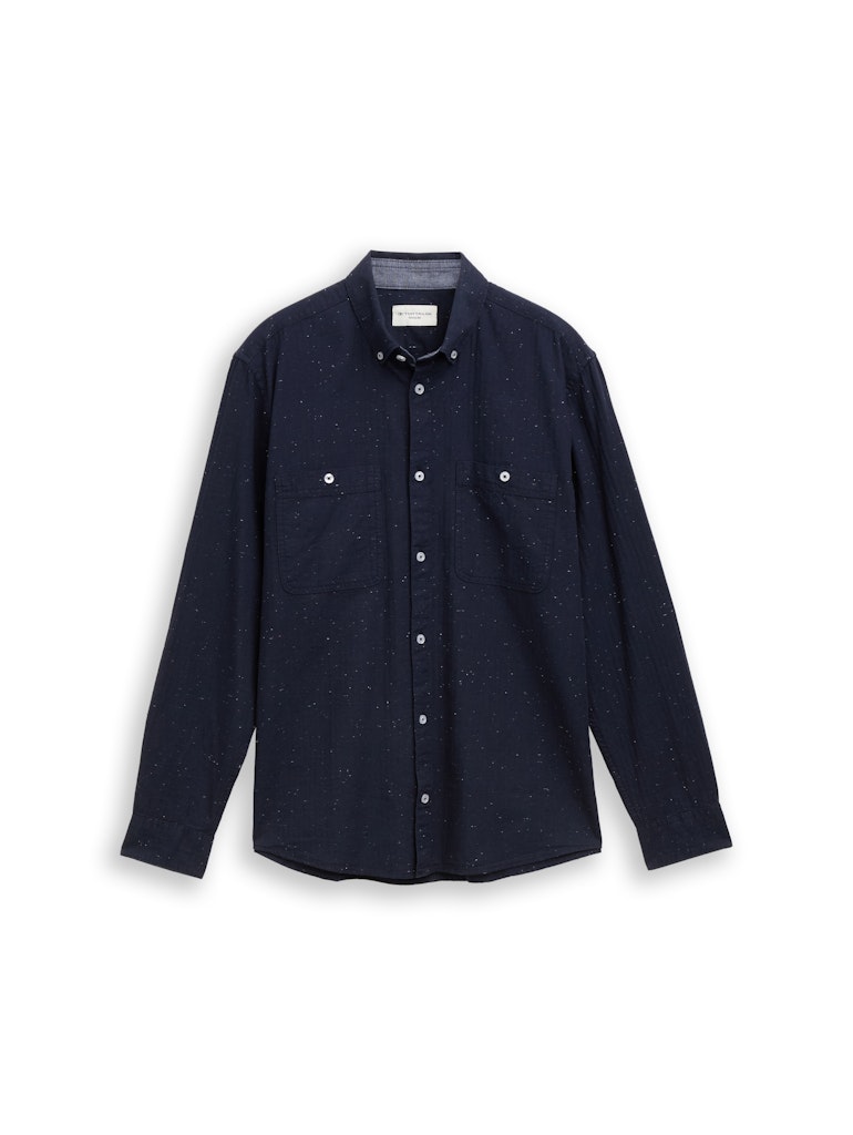 Tom Tailor Herren Hemden lang Navy Nep Struct