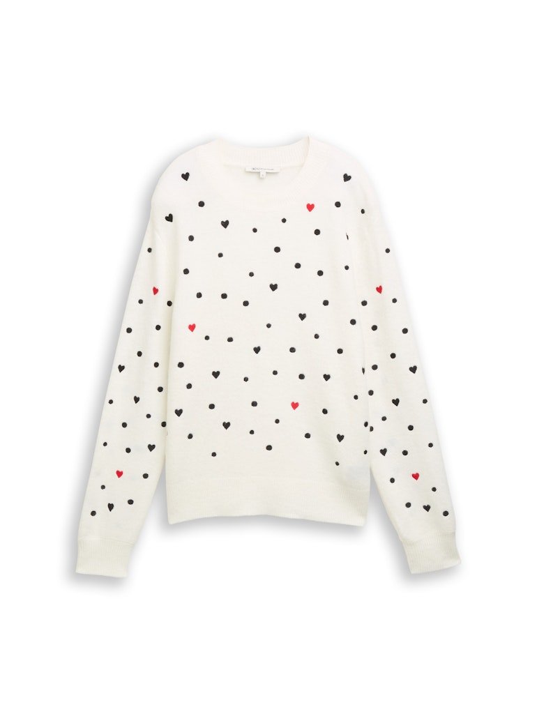 Tom Tailor denim Damen Pullover White Black Dot