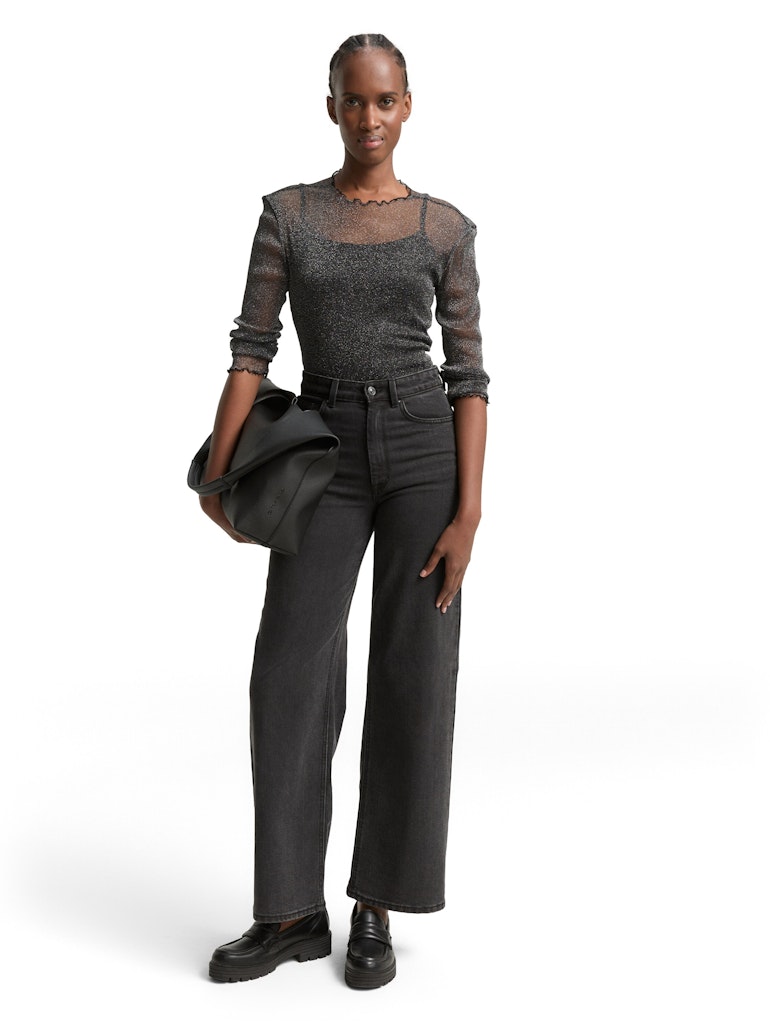 Tom Tailor denim Damen T-Shirts Black With Silv