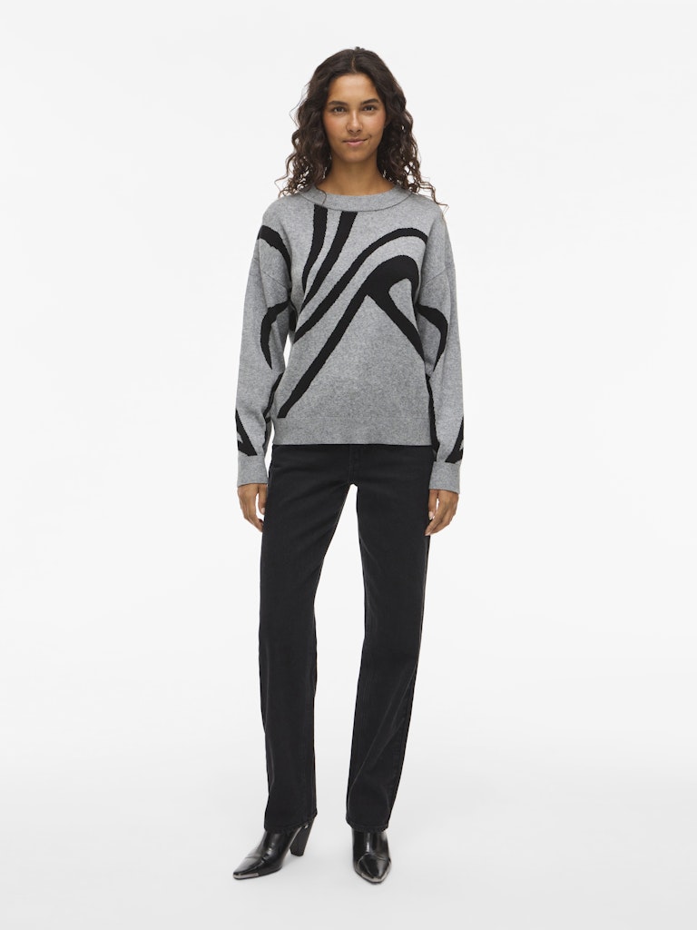 Vila Damen Pullover Medium Grey Mel
