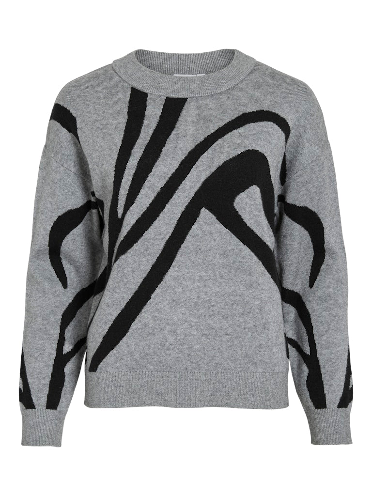 Vila Damen Pullover Medium Grey Mel