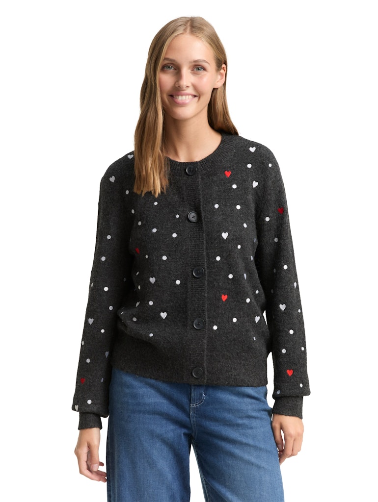 Tom Tailor denim Damen Strickjacken Grey White Dots