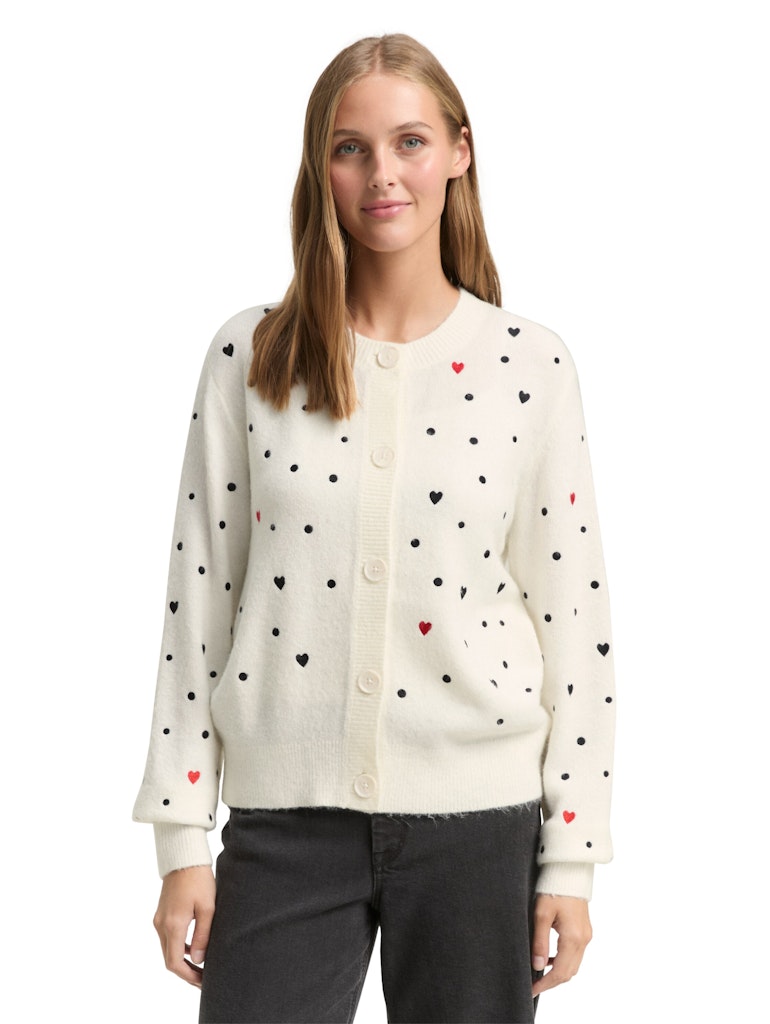 Tom Tailor denim Damen Strickjacken White Black Dot