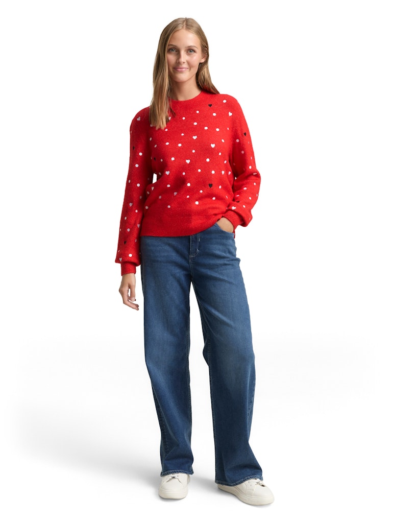 Tom Tailor denim Damen Pullover Red With Hearts