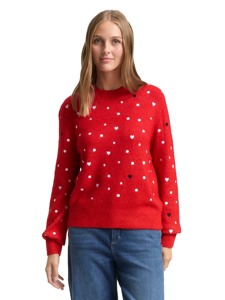 Tom Tailor denim Damen Pullover Red With Hearts