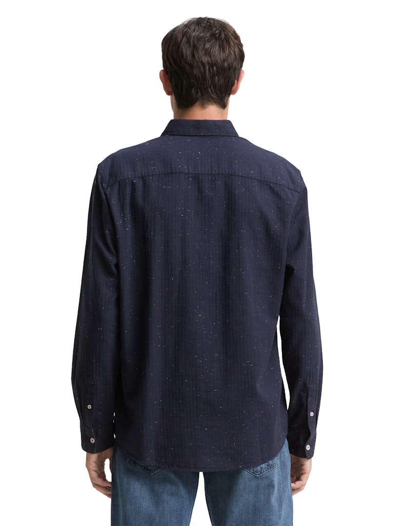 Tom Tailor Herren Hemden lang Navy Nep Struct