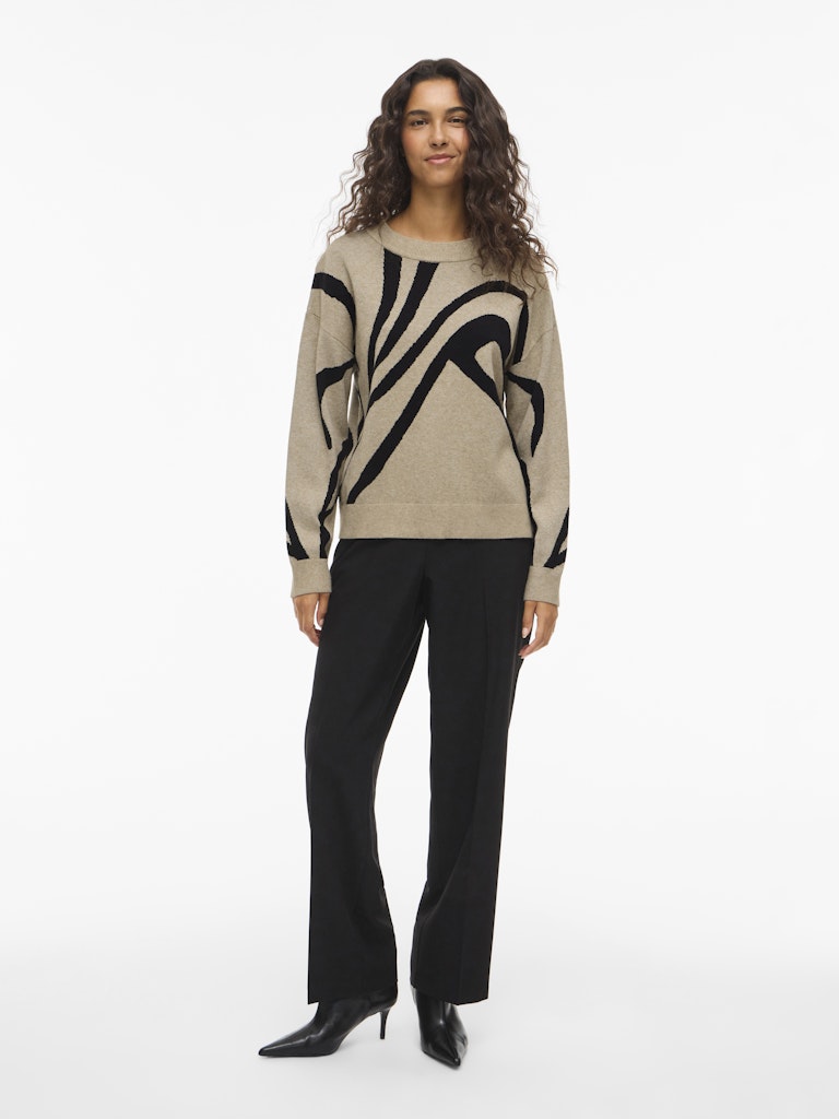 Vila Damen Pullover Natural Melange