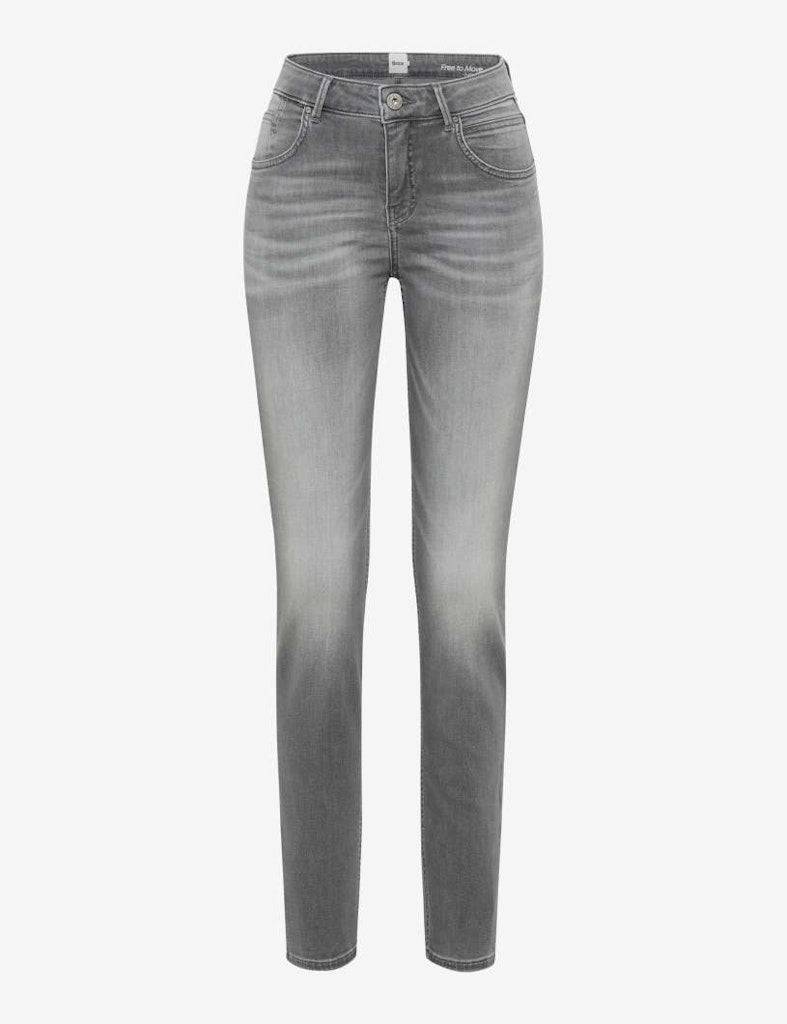Brax Damen Jeans Used Light Grey