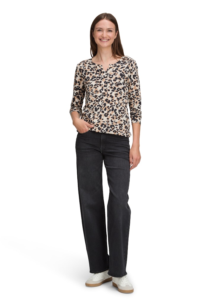 Betty & Co Damen T-Shirts Beige/Black