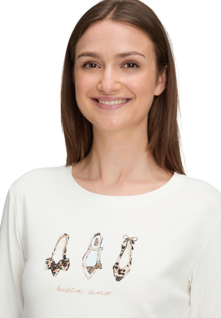 Betty & Co Damen T-Shirts Patch Cream/Bla