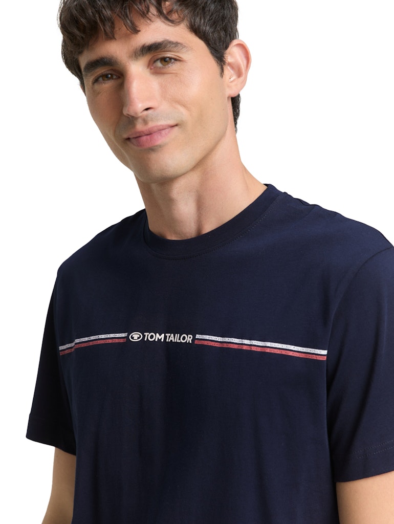 Tom Tailor Herren T-Shirts kurz Sky Captain Blu