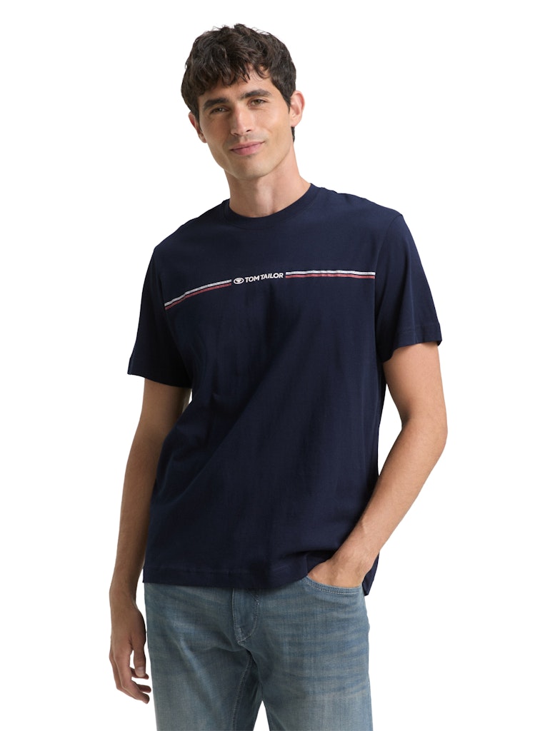 Tom Tailor Herren T-Shirts kurz Sky Captain Blu