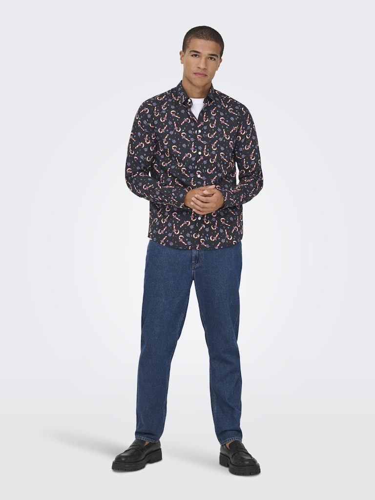 Only & Sons Herren Hemden lang Black/Candycane