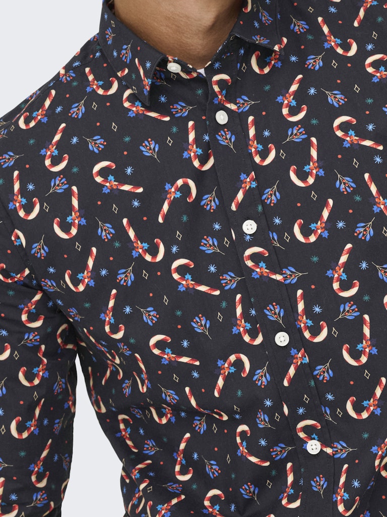 Only & Sons Herren Hemden lang Black/Candycane