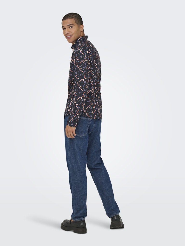 Only & Sons Herren Hemden lang Black/Candycane